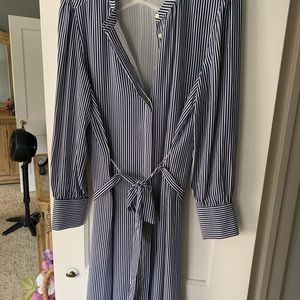 Navy blue and white striped dress